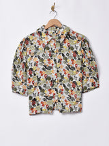 パフスリーブ 花柄 半袖シャツ