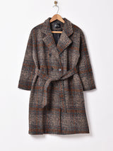 Meridian ベルト付き ミックスチェック ダブルコート
