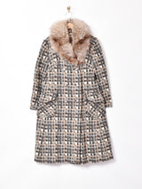 イングランド製 チェック柄 ファーカラーコート