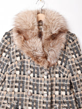 イングランド製 チェック柄 ファーカラーコート