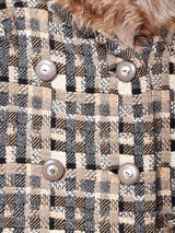 イングランド製 チェック柄 ファーカラーコート