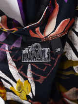 ボタニカル柄 バックオープン ノースリーブワンピース