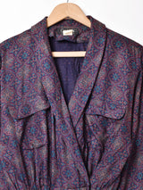 総柄長袖ワンピース