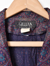 総柄長袖ワンピース