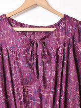 総柄 長袖ワンピース