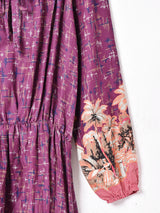 総柄 長袖ワンピース