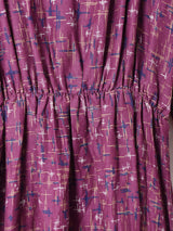 総柄 長袖ワンピース