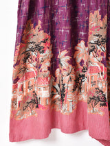 総柄 長袖ワンピース