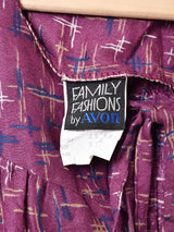 総柄 長袖ワンピース