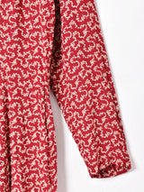 総柄 長袖ワンピース