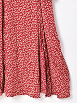 総柄 長袖ワンピース