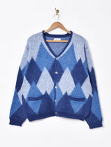 【3色展開】Backers アーガイル ブラッシュドカーディガン