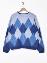 【3色展開】Backers アーガイル ブラッシュドカーディガン