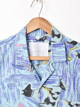 ドッグプリント 総柄 半袖 オープンカラーシャツ