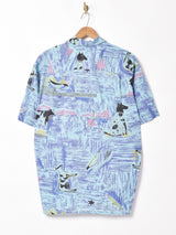 ドッグプリント 総柄 半袖 オープンカラーシャツ
