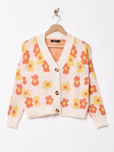 【2色展開】Meridian キャミソール付き 花柄カーディガン