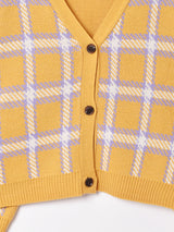 【2色展開】Meridian チェック柄 Vネックカーディガン