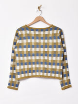 Meridian シェパードチェック クルーネックカーディガン