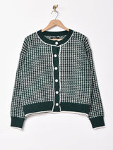 Meridian 千鳥格子 総柄カーディガン
