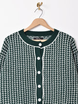 Meridian 千鳥格子 総柄カーディガン