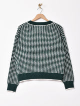 Meridian 千鳥格子 総柄カーディガン