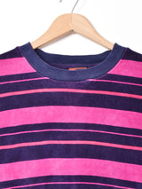 後染め ボーダ—切り替え ベロアトップス