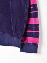 後染め ボーダ—切り替え ベロアトップス