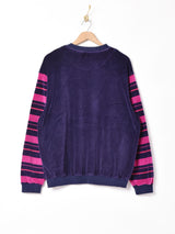 後染め ボーダ—切り替え ベロアトップス