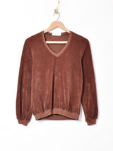 Vネック ベロアトップス