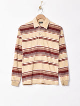 アメリカ製 ボーダ— 襟付きベロアトップス