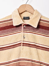 アメリカ製 ボーダ— 襟付きベロアトップス