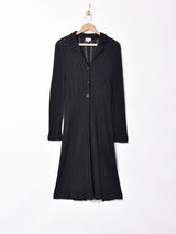 透かし編み 長袖シャツワンピース