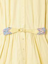 ベルト付き スタンドカラ—ワンピース