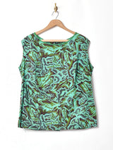 総柄 スリーブレストップス