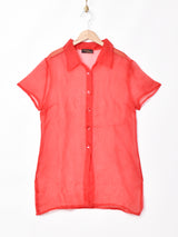 シースルー半袖シャツ レッド