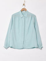 比翼仕立 長袖シルクブラウス