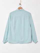 比翼仕立 長袖シルクブラウス