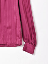 スタンドカラ— ストライプブラウス