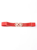 【6色展開】バックルデザイン ギャザー ゴムベルト