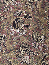 ハイネック 総柄 シルクブラウス