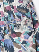 総柄 長袖シルクシャツ