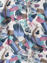 総柄 長袖シルクシャツ