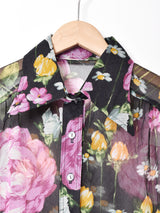 シースルー 花柄 長袖シャツ