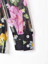 シースルー 花柄 長袖シャツ