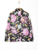 シースルー 花柄 長袖シャツ