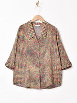 マルチカラー 総柄 半袖 オープンカラーシャツ