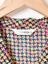 マルチカラー 総柄 半袖 オープンカラーシャツ