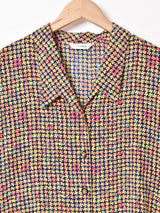 マルチカラー 総柄 半袖 オープンカラーシャツ