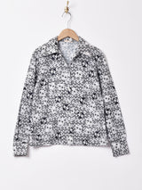 オープンカラー 幾何学模様 長袖シャツ