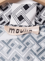 オープンカラー 幾何学模様 長袖シャツ